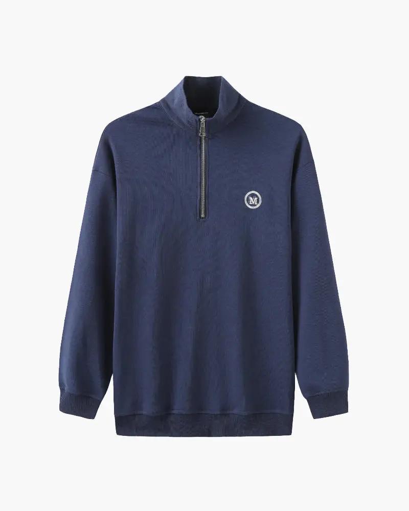 Veste en coton Miami zip Old Money de couleur bleue, fermeture éclair, style décontracté et confortable.