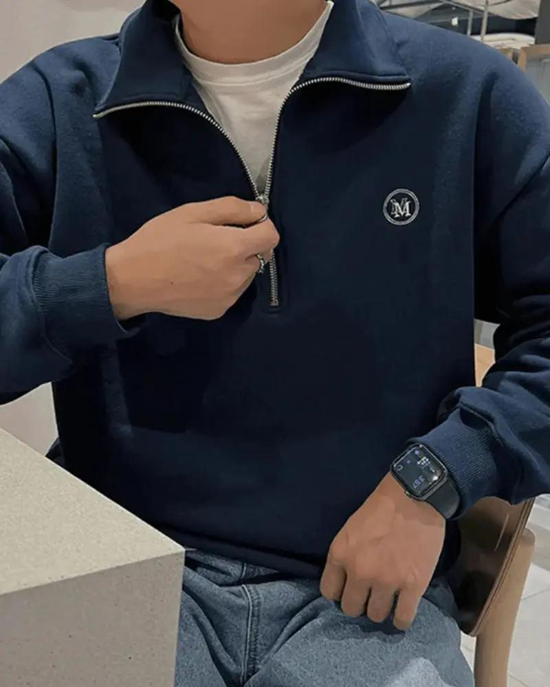 Veste en coton Miami de la marque Old Money, coupe zippée bleue, avec capuche et poches frontales.