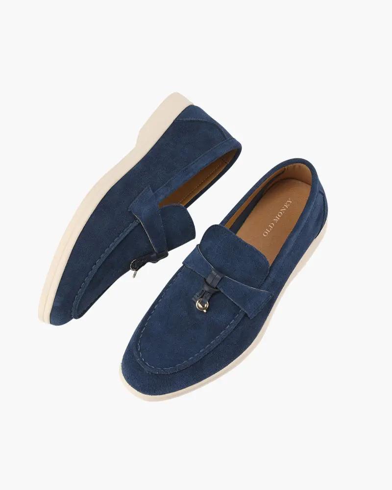 Mocassins pour femmes Old Money en daim beige, taille eu 35, style élégant et confortable pour la mode féminine.