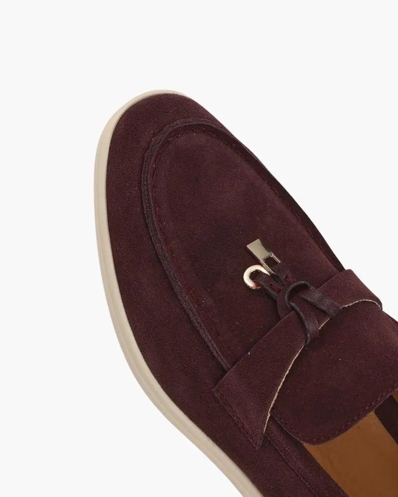 Chaussures mocassins en daim beige Old Money pour femme, taille EU 35, style élégant et confortable
