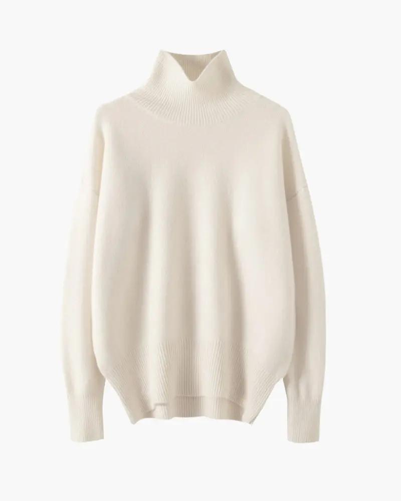 Pull à col roulé beige pour femme Classy Lady de la marque Old Money Women, tissu doux et élégant.