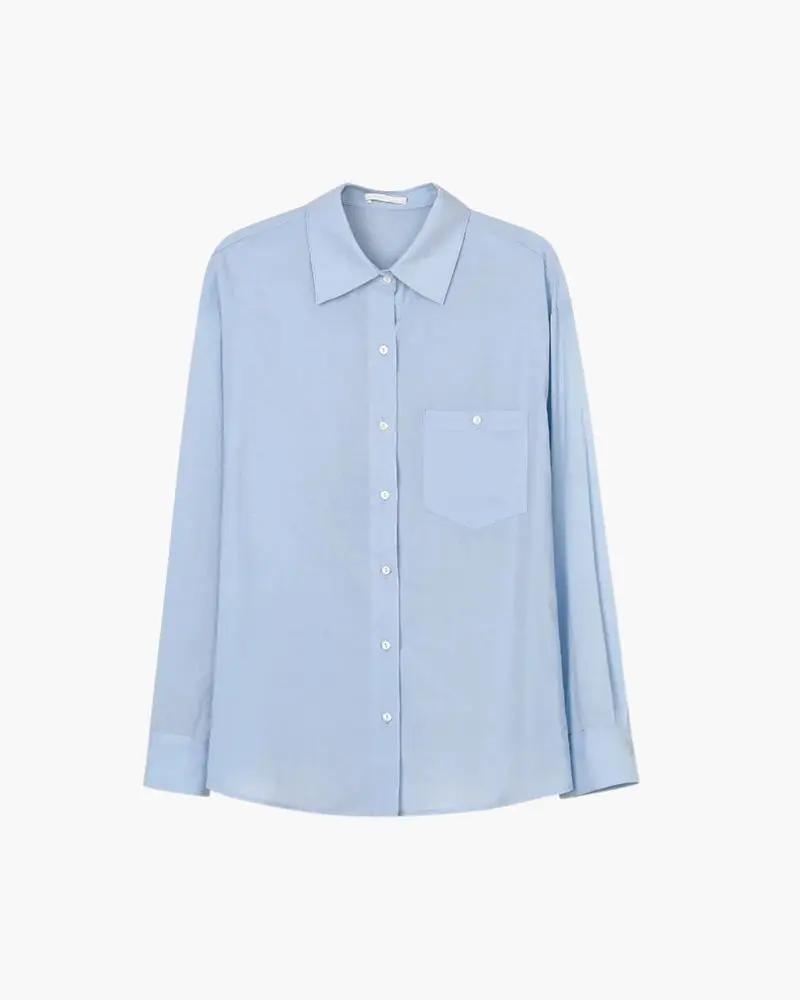 Chemise en lin pour femme Estate Lady de la marque Old Money Women, image montrant la chemise bleue à manches longues.