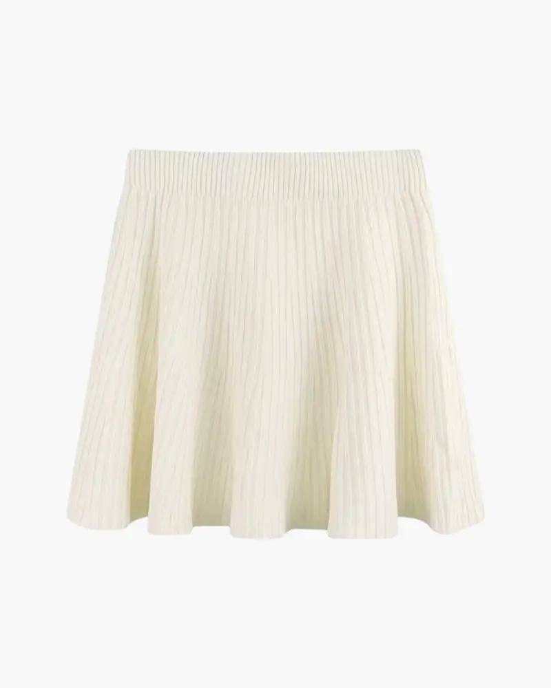 Mini jupe en laine plissée Oxford Old Money Women de couleur marron, taille unique, élégante et classique.