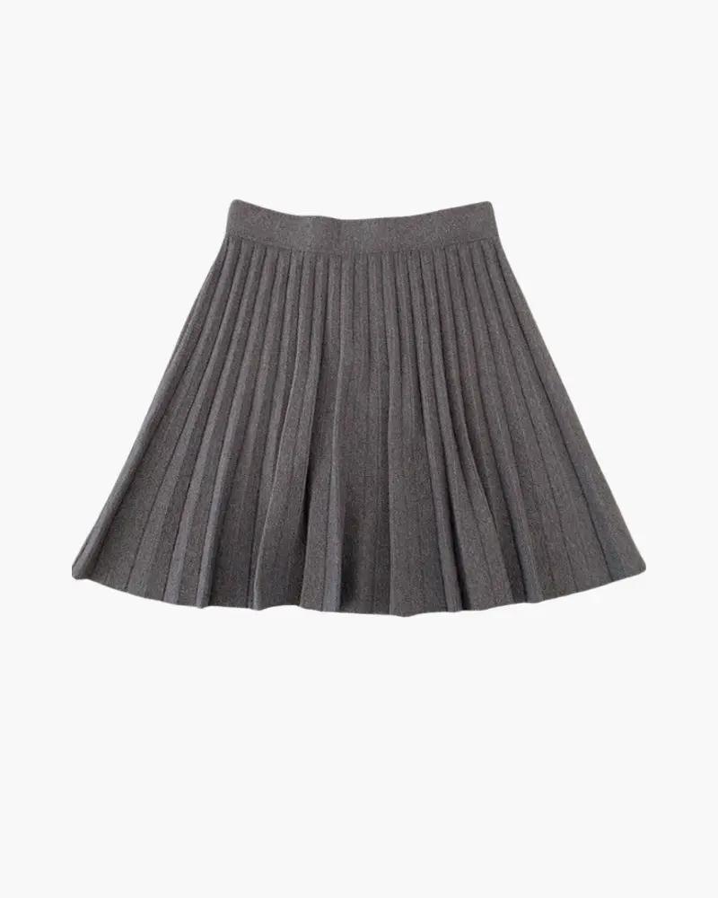 Mini jupe en laine plissée Oxford Old Money Women, couleur marron, taille unique, élégante et classique.
