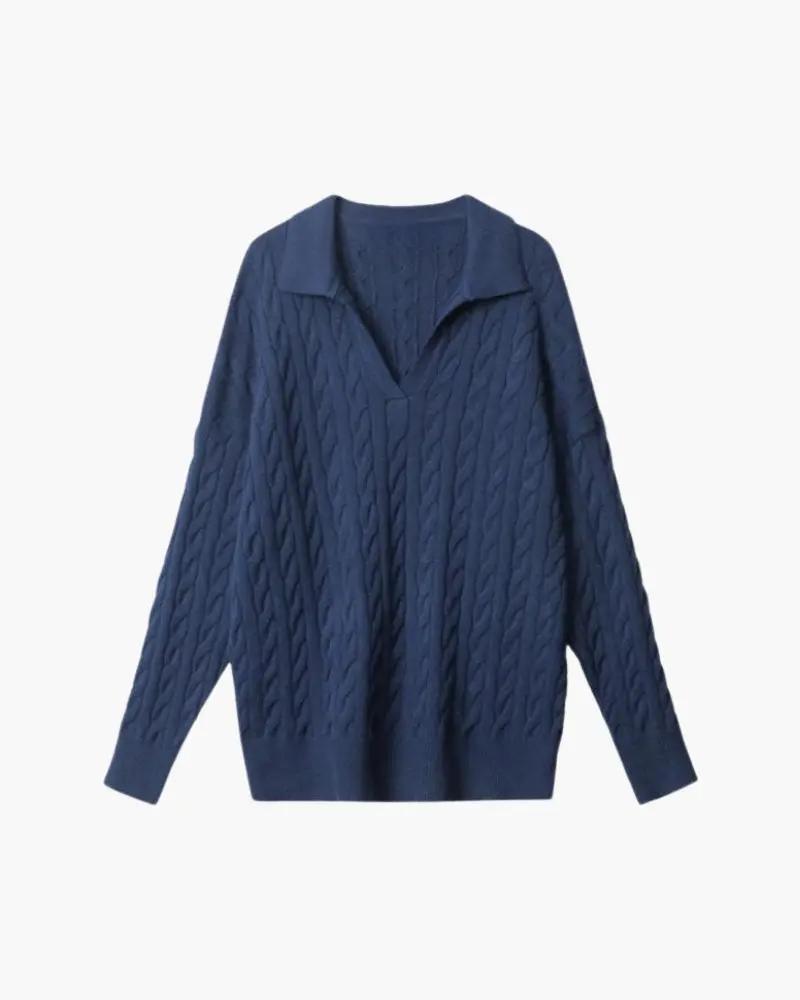 Pull en laine premium pour femme Old Money, pull gris à col en V en tricot doux et chaud.