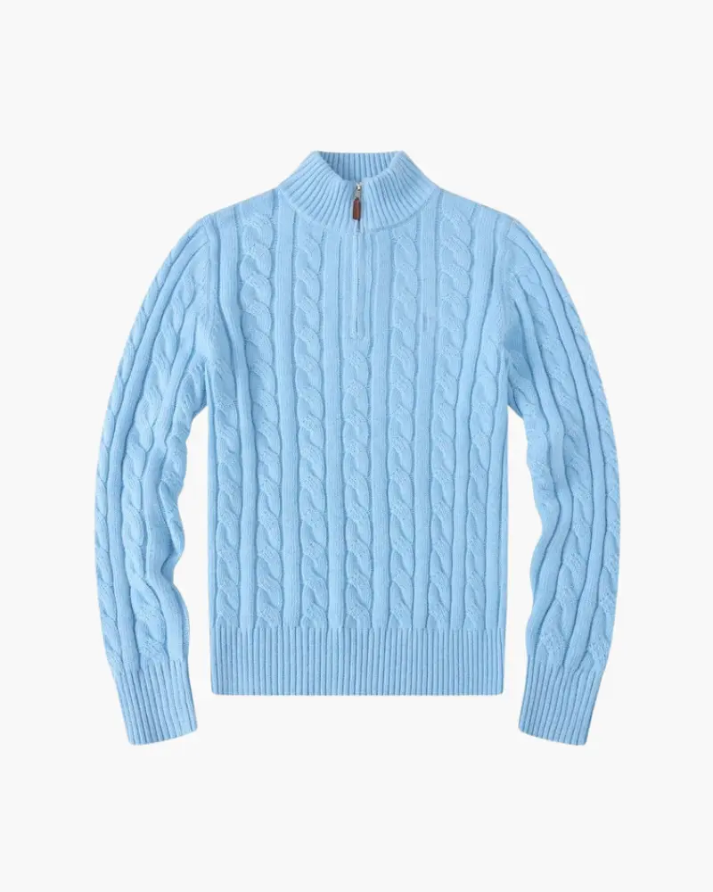 Pull à mi-zip pour femmes Old Money Women Verbier en gris, doux et confortable, idéal pour un style décontracté et élégant.