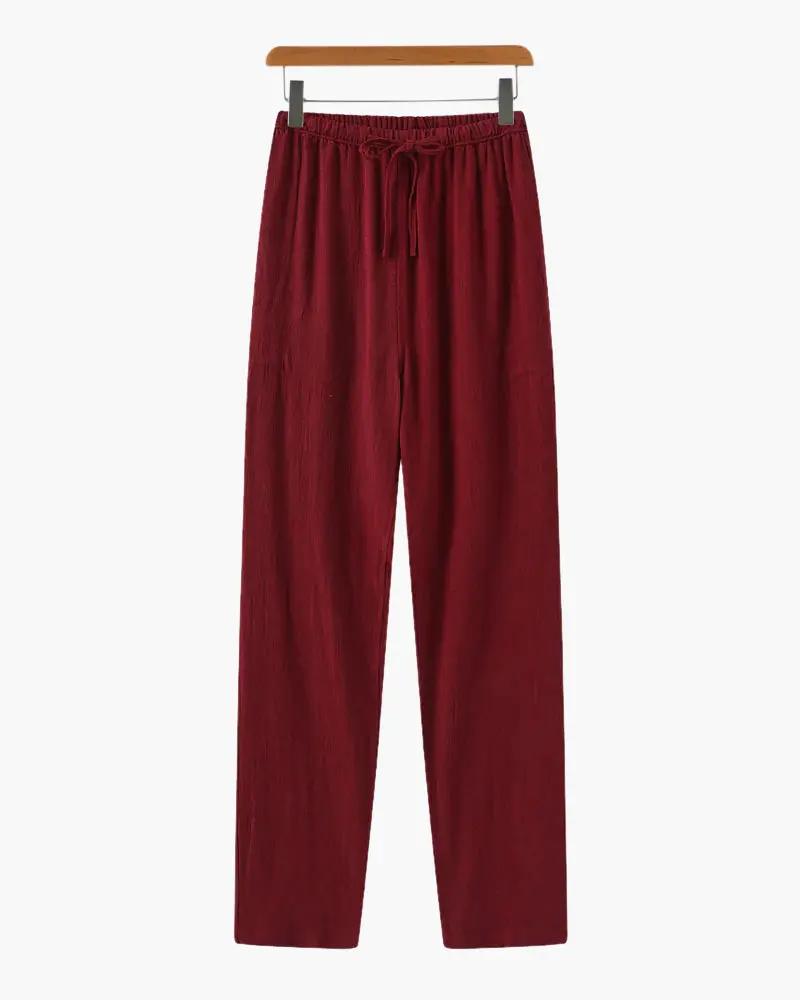 Pantalon en lin beige Marrakech Slim Fit de la marque Old Money Worldwide, coupe ajustée et tissu léger pour un style élégant.