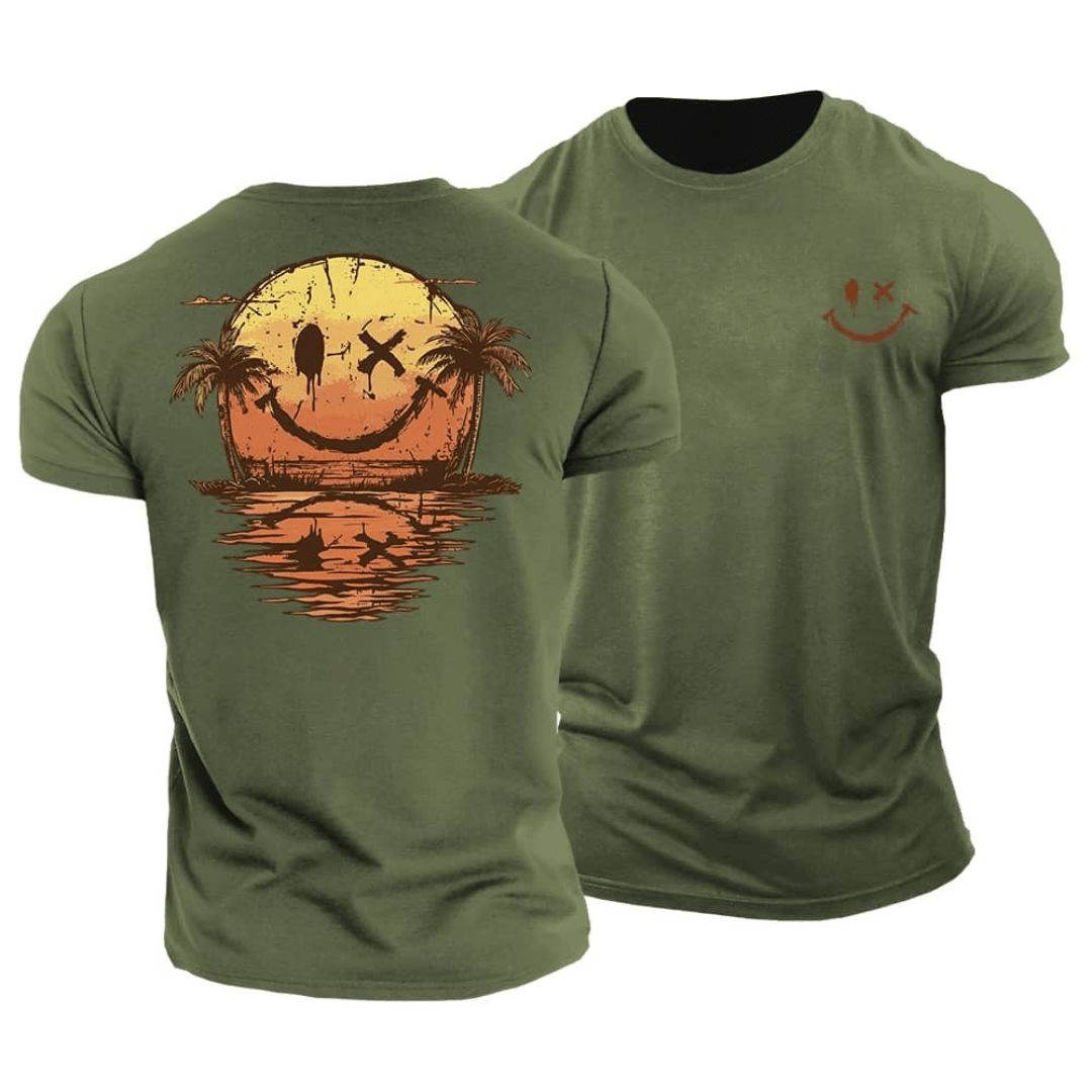 T-shirt Danoir Paris avec motif smiley et motif mer, parfait pour l'été, en coton léger.