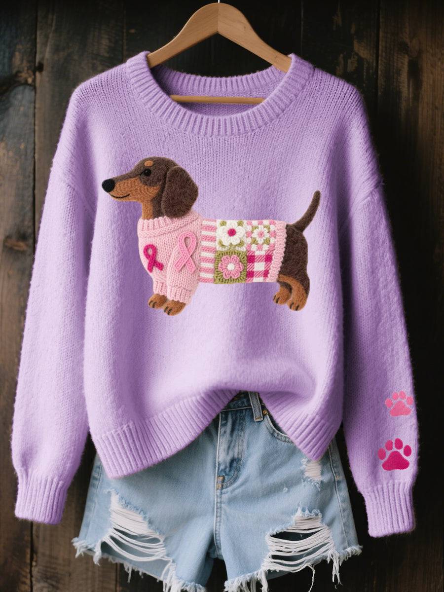 Pull douillet Irene avec motif de teckel, Danoir Paris, en tissu chaud et confortable, idéal pour l'hiver.