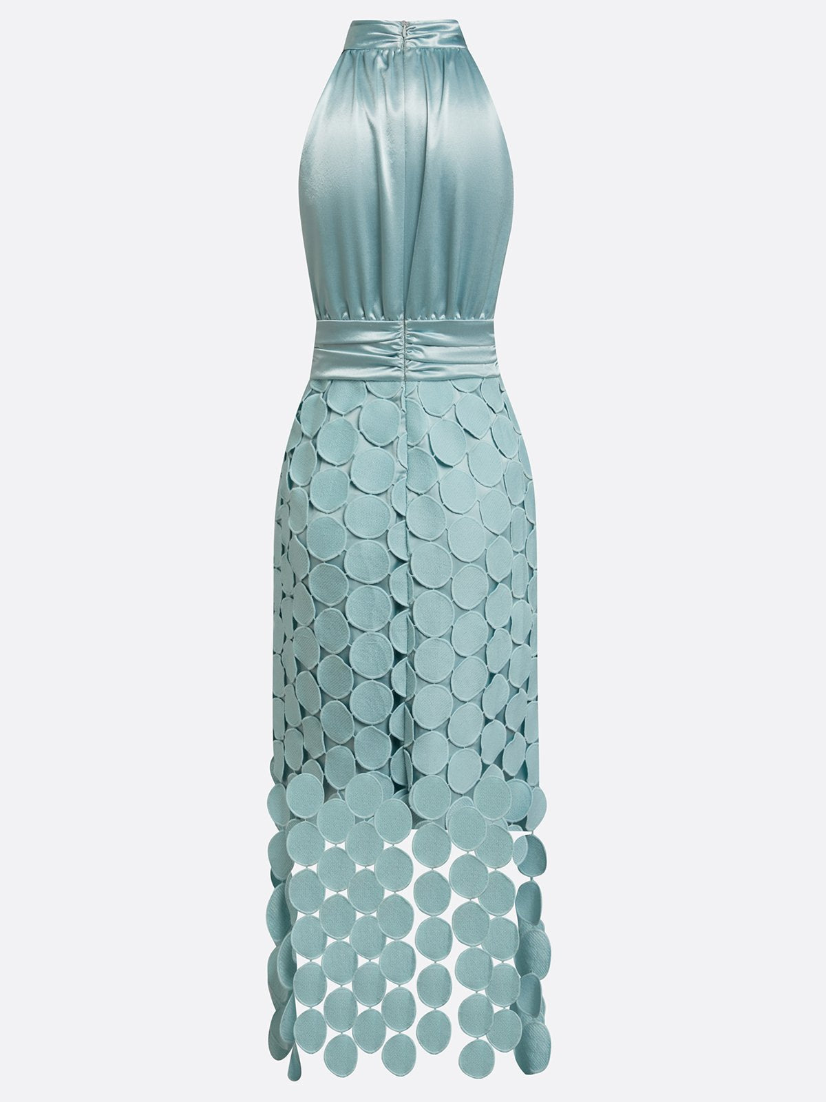 Robe midi élégante Danoir Paris, parfaite pour cérémonies, en tissu fluide avec détails sophistiqués, vue de face.