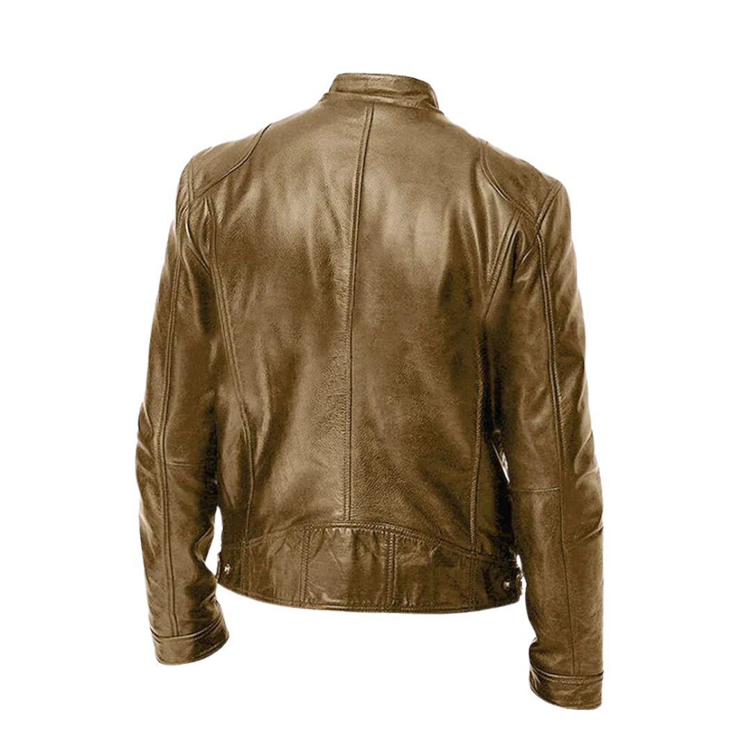 Veste en cuir décontractée Laluna® par Danoir Paris, manteau élégant pour un style casual, vue de face sur fond neutre.