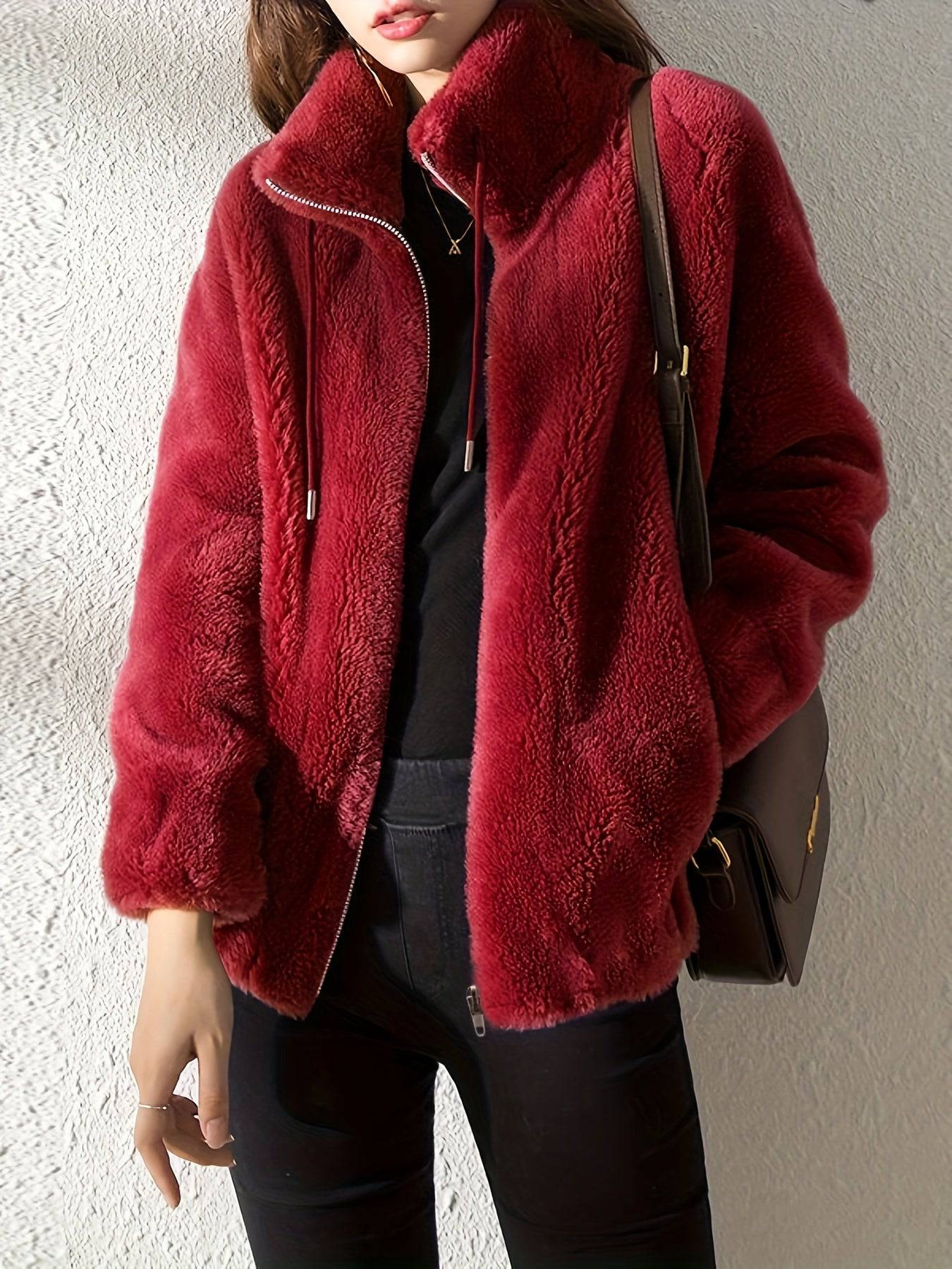 Veste zippée confortable Danoir Paris Avelora en tissu doux, portée ouverte, vue de face, style décontracté.