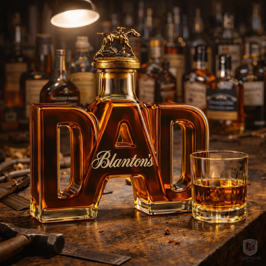 Décanteur à whisky Danoir Paris Édition Père avec bouchon en verre et design élégant pour stockage de whisky.