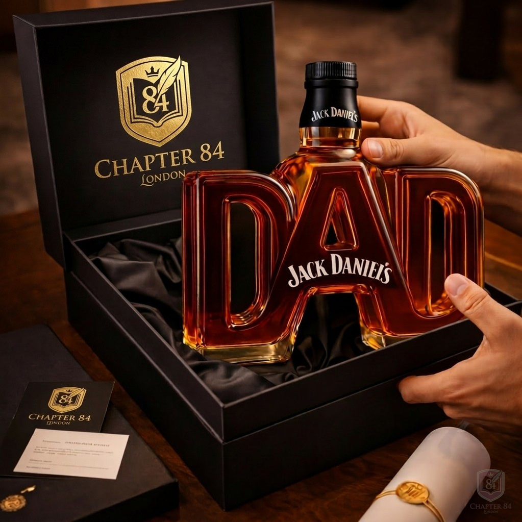 Décanteur à whisky Danoir Paris édition père, en verre élégant avec bouchon, idéal pour présenter le whisky.