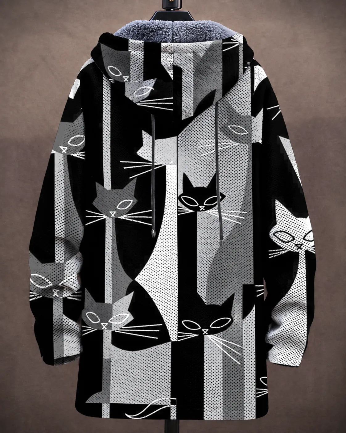 Veste à capuche Celeste avec motifs de chats modernes, veste Danoir Paris en tissu doux et confortable.