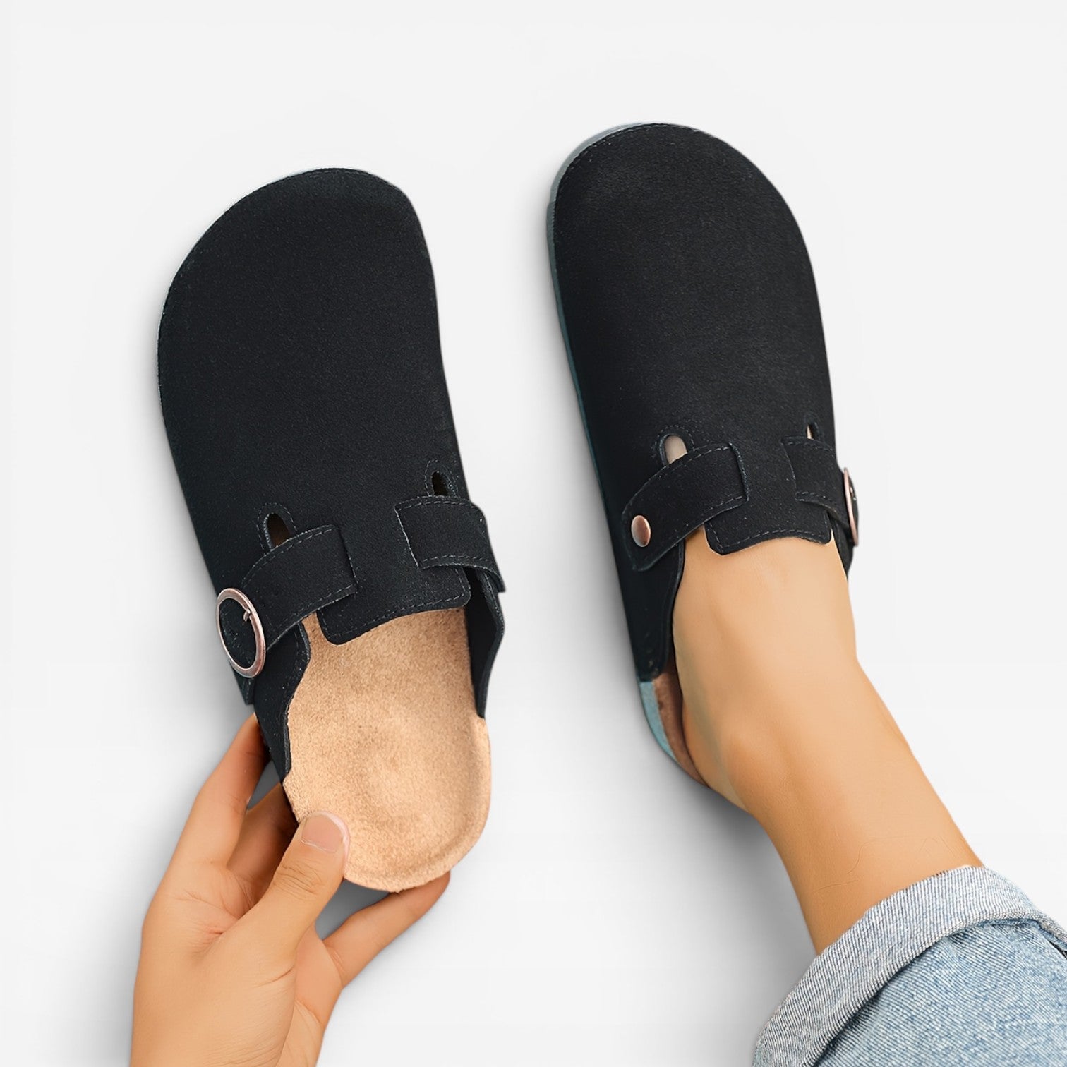 Sabots en liège pour hommes Danoir Paris, mules à enfiler avec boucle ronde et bout fermé, chaussure d'été confortable et élégante