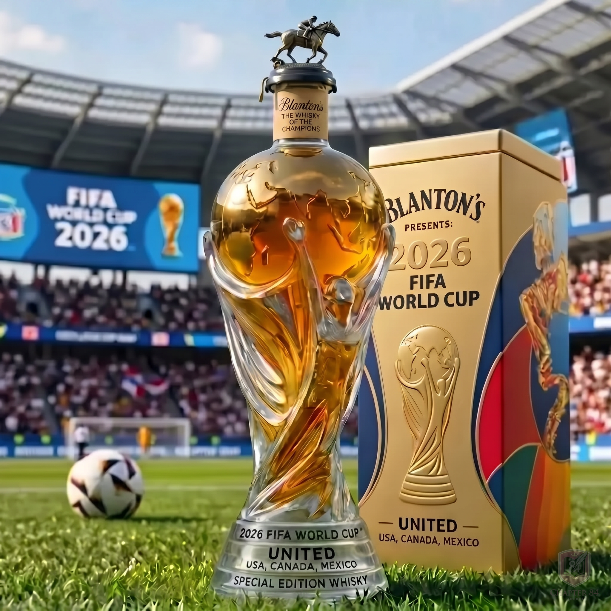 Danoir Paris décanteur à whisky édition Coupe du Monde 2026 avec design élégant et gravure thématique football.