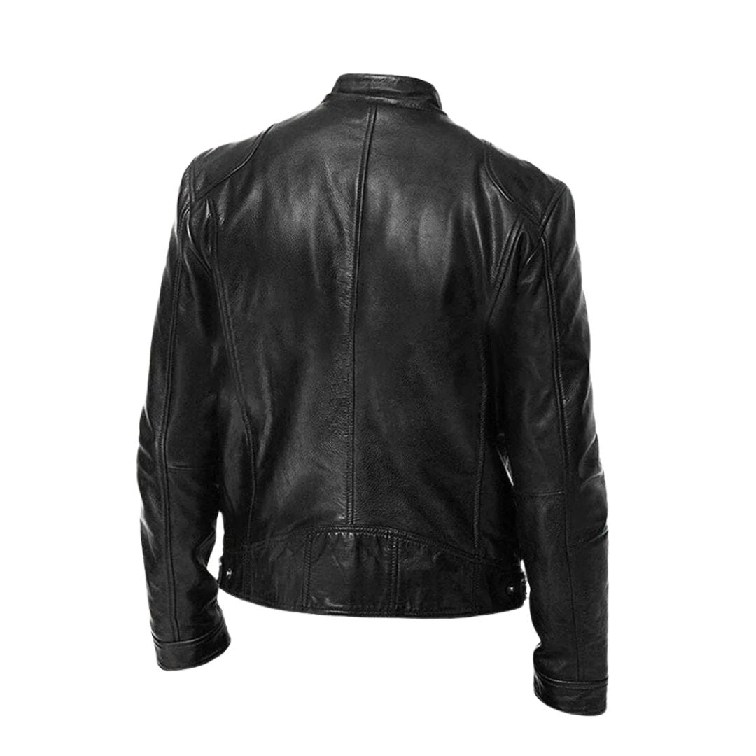 Veste en cuir décontractée Laluna® par Danoir Paris, veste légère en cuir pour un style casual, vue de face sur mannequin.