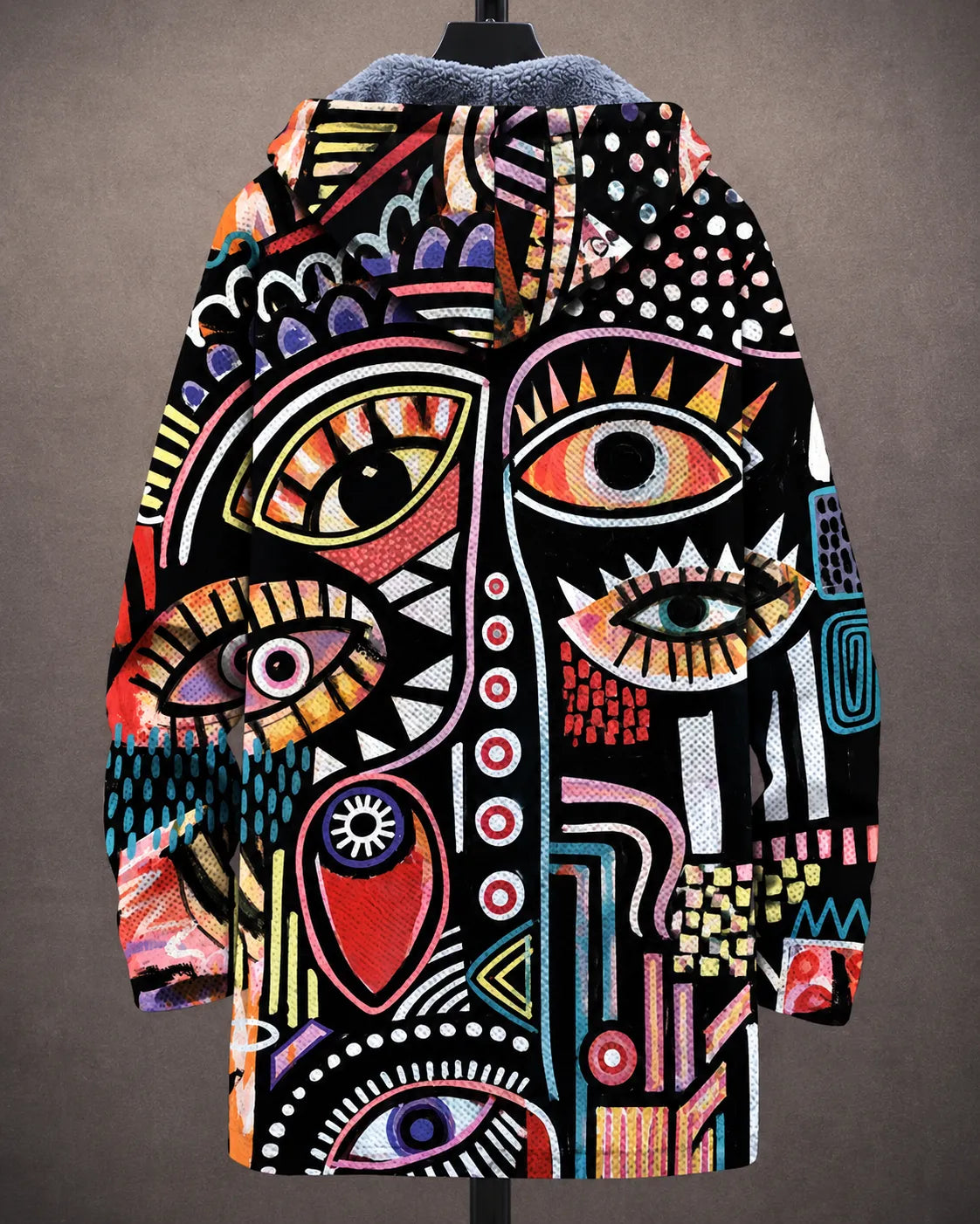 Veste à capuche Danoir Paris Elara avec imprimé artistique d'œil, tissu léger, style moderne et tendance.