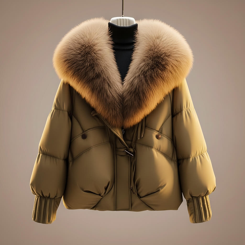 Manteau élégant Elsie™ de Danoir Paris en tissu chic, porté sur un mannequin, avec col classique et finition soignée.