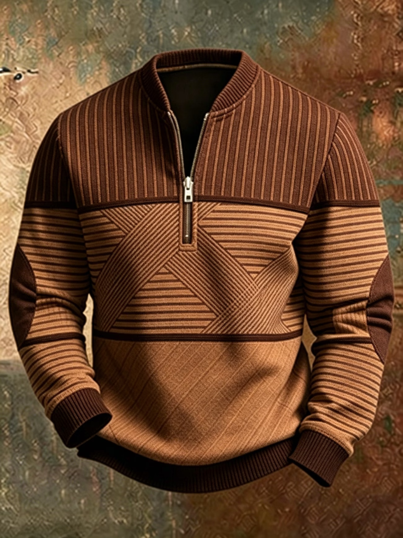 Pull pour hommes Viktor Danoir Paris avec demi-zip, style décontracté, en tissu doux et élégant.