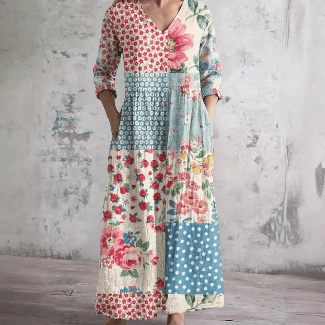 Robe d'été florale Rhonda™ de Danoir Paris, robe légère à motifs floraux pour la saison estivale.