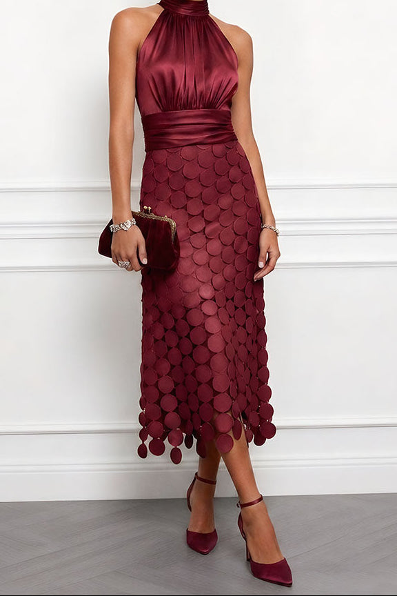 Robe midi élégante Danoir Paris de la marque Celine, parfaite pour cérémonies, avec coupe fluide et détails sophistiqués.