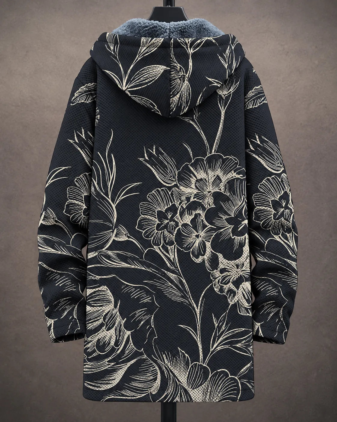 Veste à capuche Rosalie Danoir Paris avec motif botanique, tissu doux, coupe confortable, détails de dessin floral en couleur naturelle
