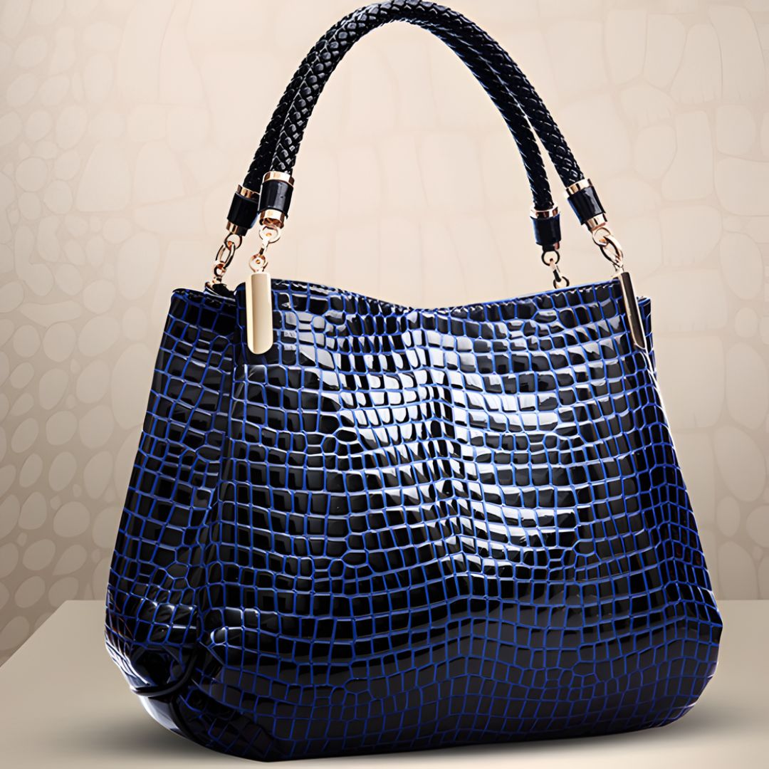 Sac à main en crocodile Lusso Milano de Danoir Paris, élégant et sophistiqué, avec finition en cuir crocodile marron.
