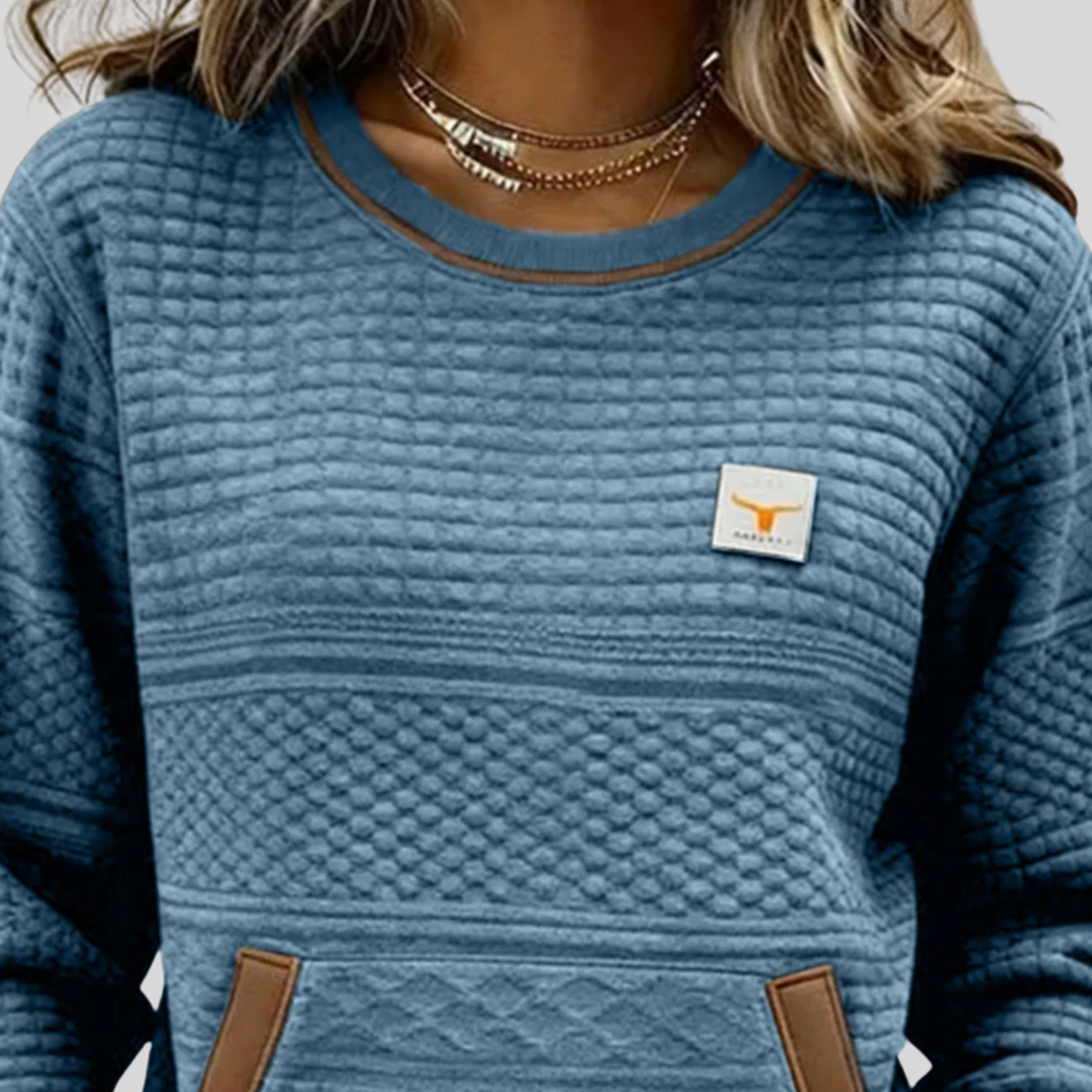 Sweat-shirt texturé à blocs de couleur Danoir Paris Etta, style décontracté avec motif coloré et tissu doux.