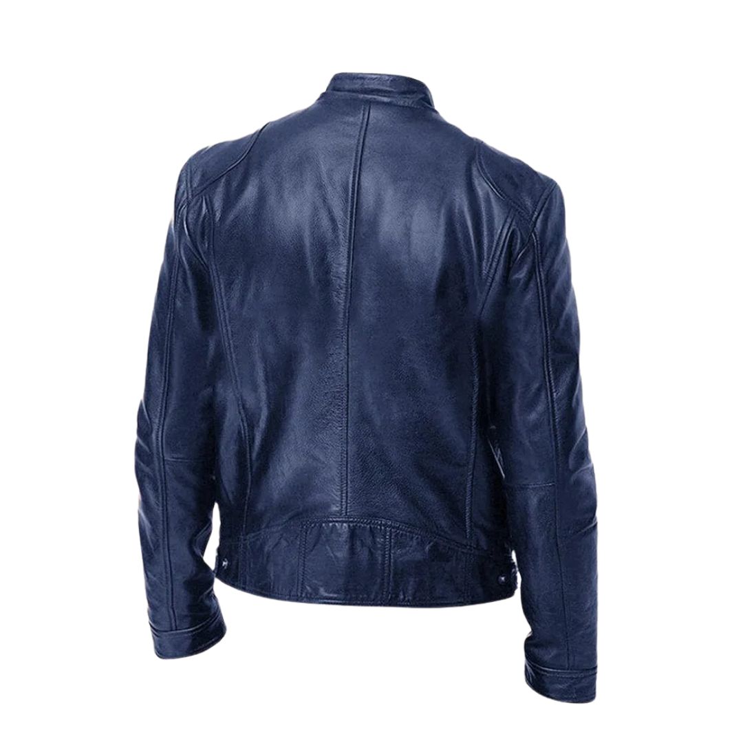 Veste en cuir décontractée Laluna® de Danoir Paris, veste casual en cuir pour homme, vue de face sur fond neutre.
