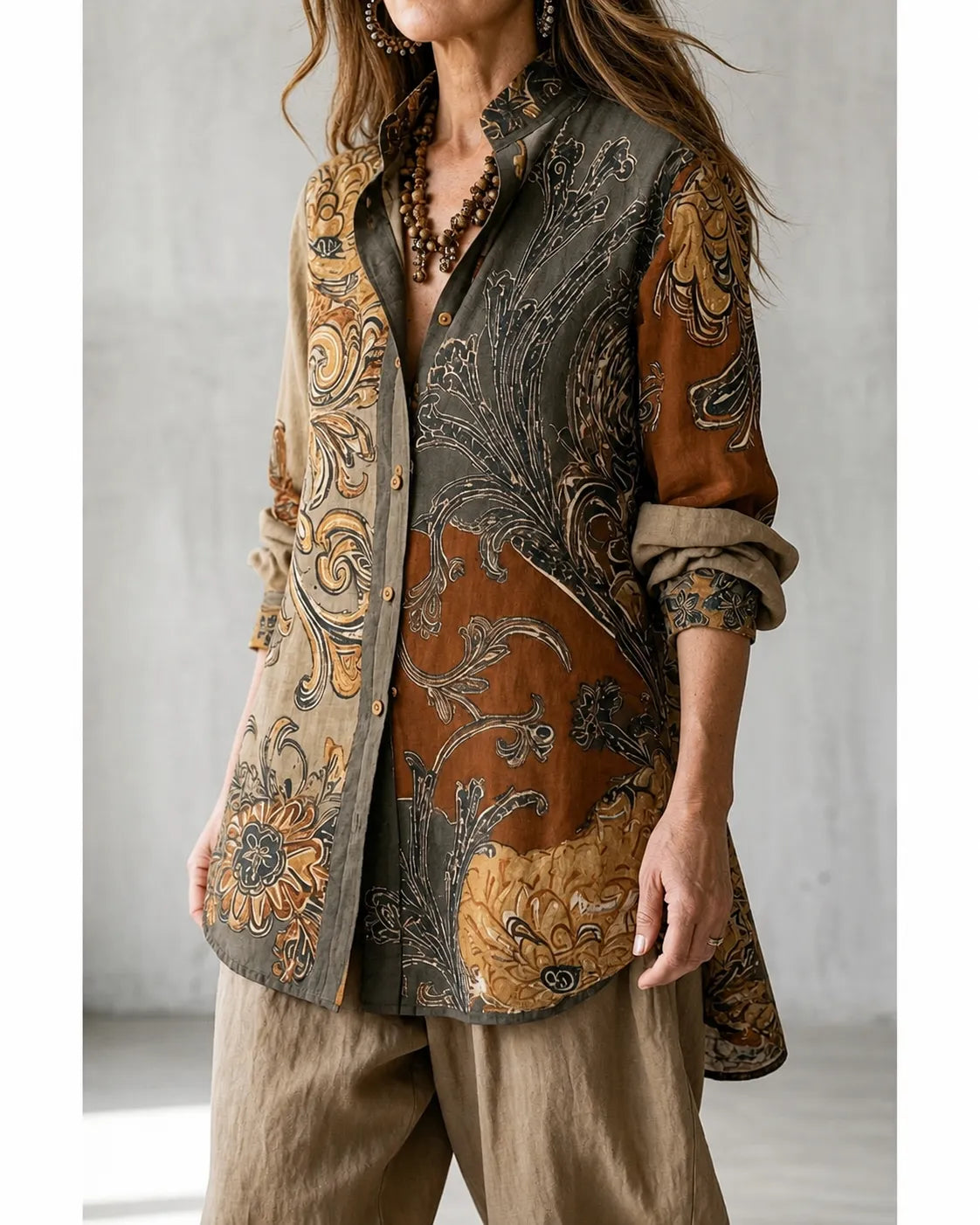 Ensemble vintage détendu Serafina de Danoir Paris, vêtement confortable avec style décontracté, image montrant le tissu et la coupe.
