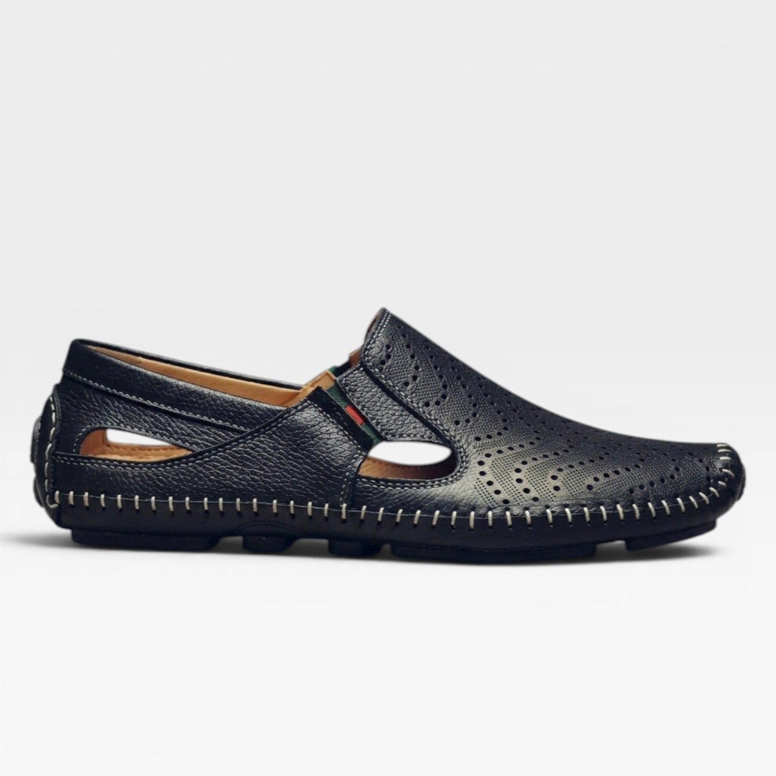 Sandales pour hommes Danoir Paris en cuir, style italien, mules d'été décontractées perforées, à enfiler.