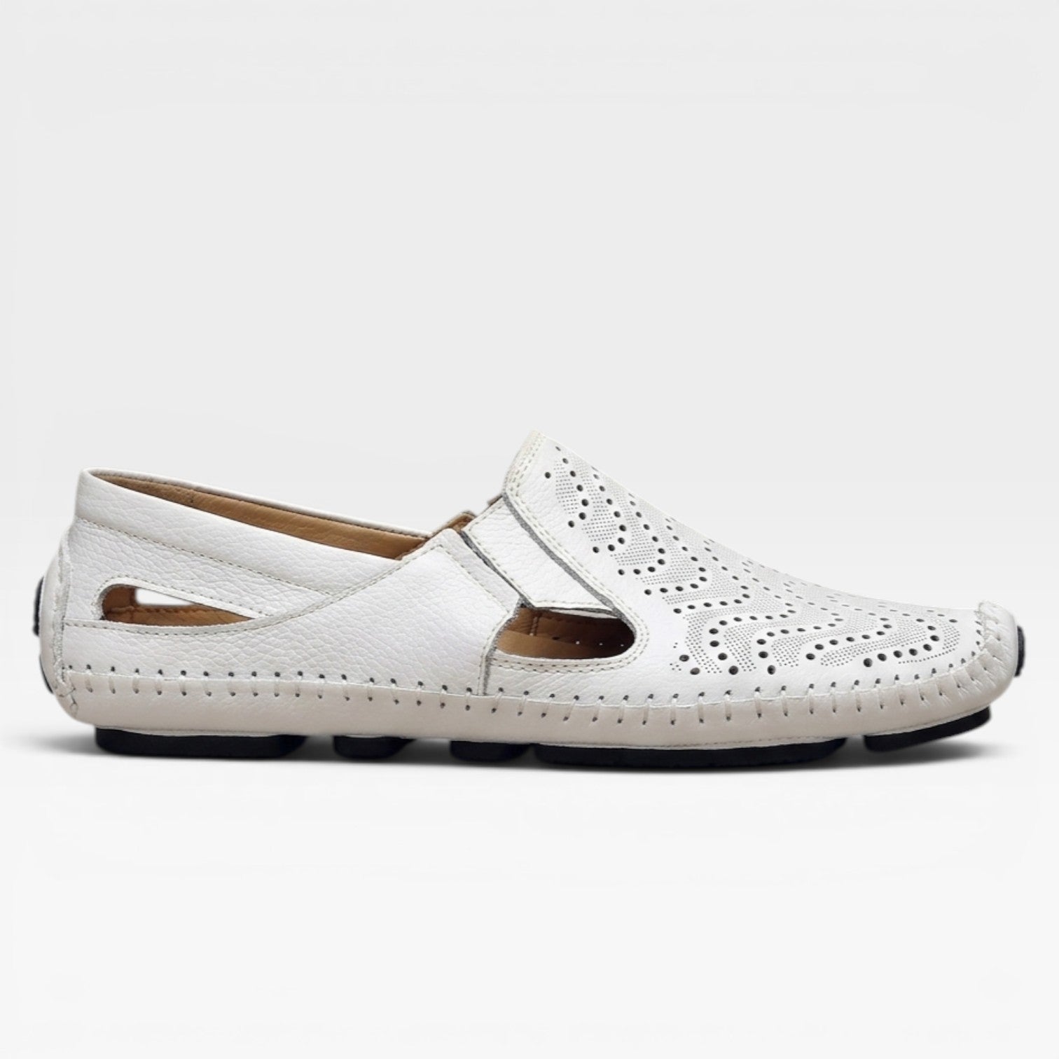 Sandales pour hommes Danoir Paris en cuir italien, mules d'été décontractées perforées à enfiler, style italien.