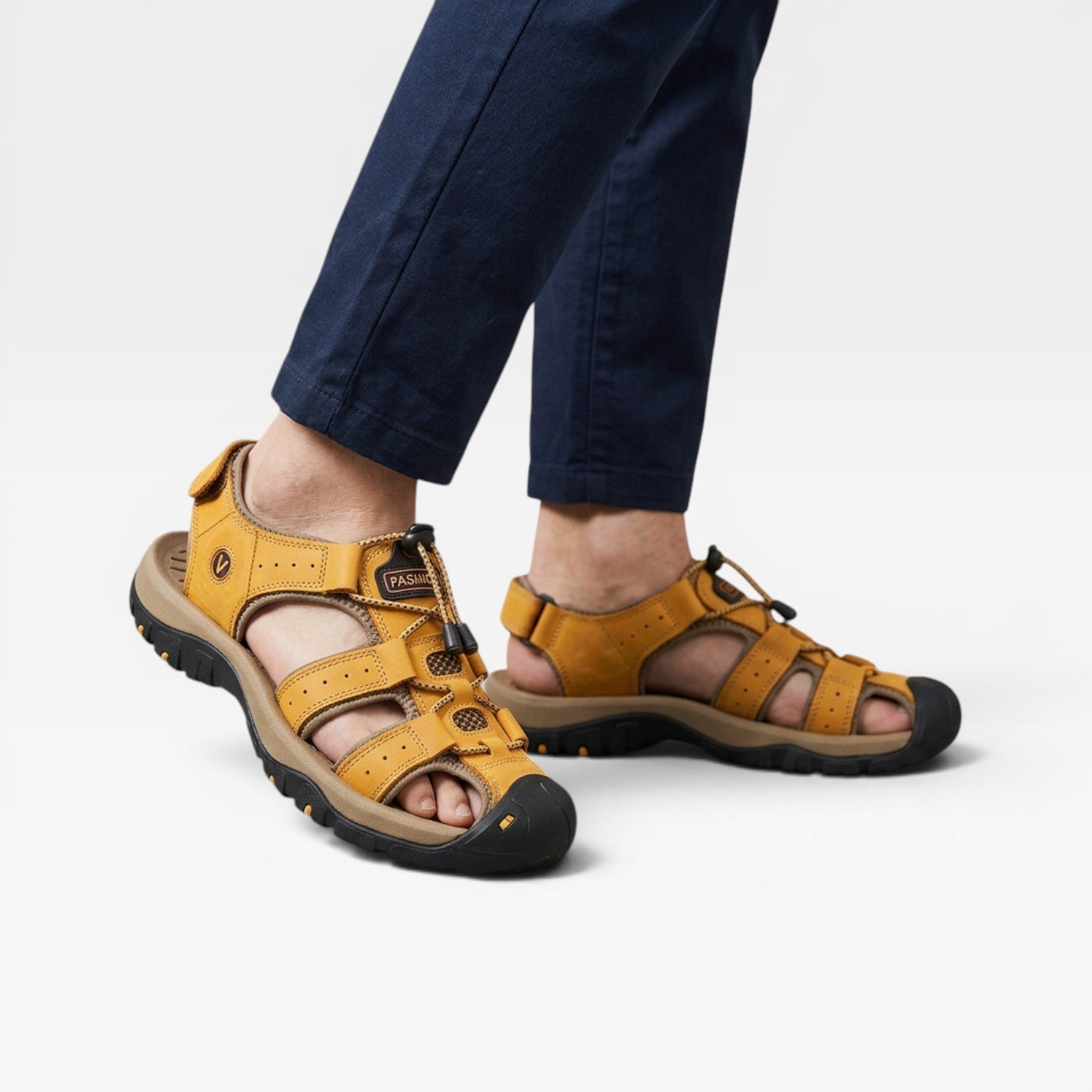 Sandales de randonnée pour hommes Danoir Paris en cuir véritable, à bout fermé et réglables, parfaites pour l'extérieur.