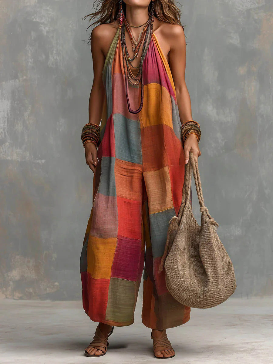 Combinaison d'été boho Oriana™ de Danoir Paris, motif léger et manches courtes, idéale pour un look estival décontracté.
