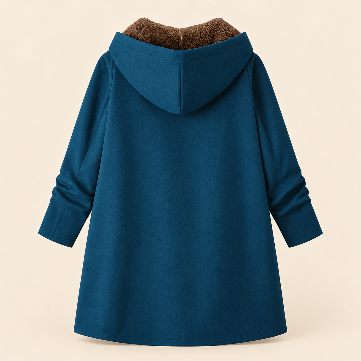 Manteau à capuche Evelyn™ en sherpa brun et doublure en sherpa, veste d'hiver Danoir Paris pour femme.