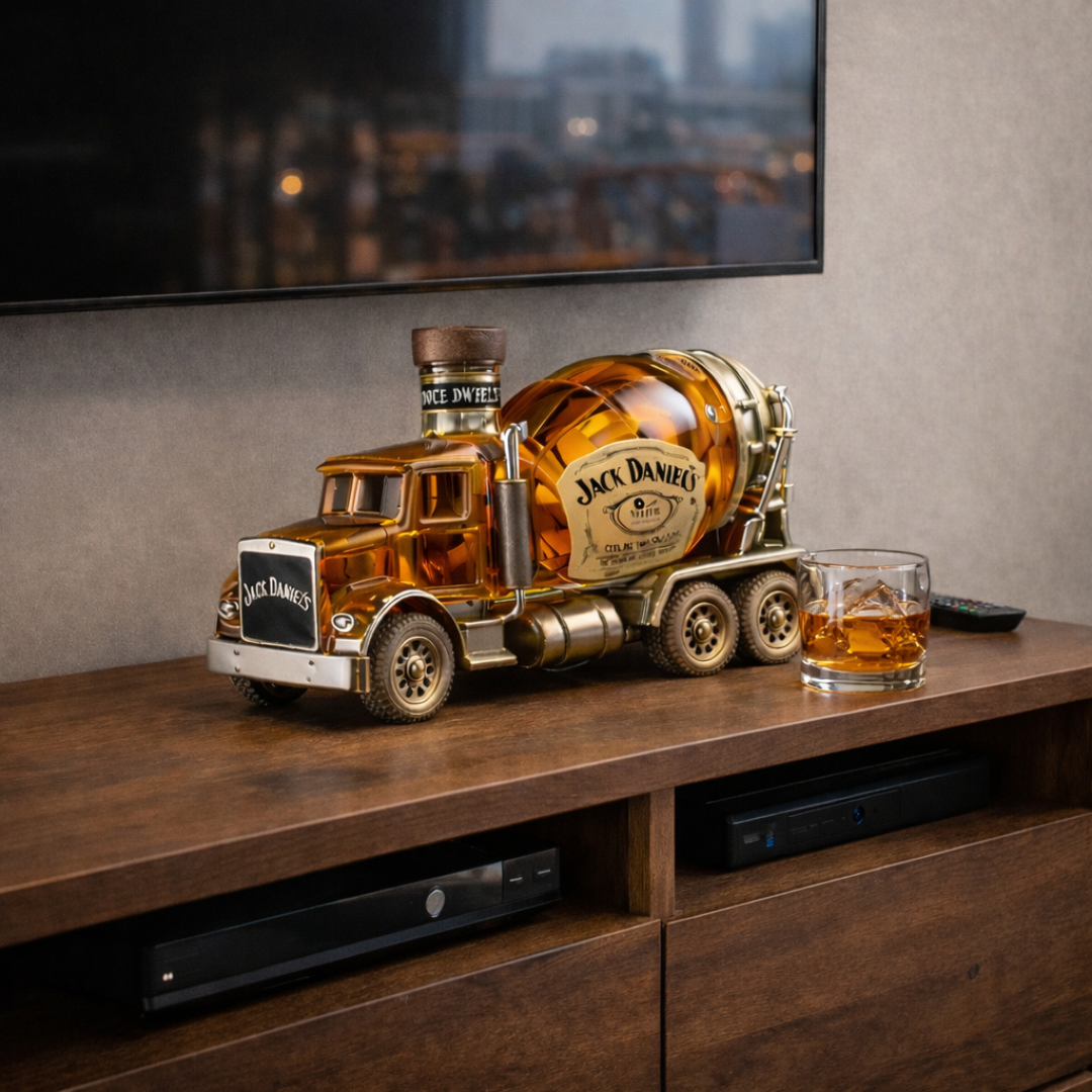 Flasque à whisky Jack Daniel's édition camion par Danoir Paris, design original avec logo emblématique, en acier inoxydable.