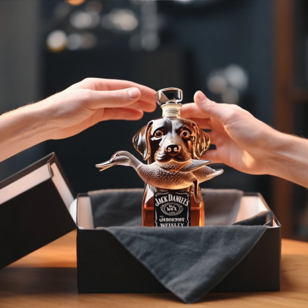 Flasque à whisky Danoir Paris Wild Goose Edition, en acier inoxydable avec motif gravé, pour transporter du whisky avec style.