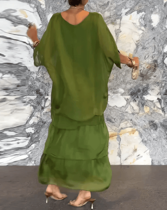 Robe longue fluide Lara de Danoir Paris, élégante abito maxi avec tissu léger et coupe sophistiquée.