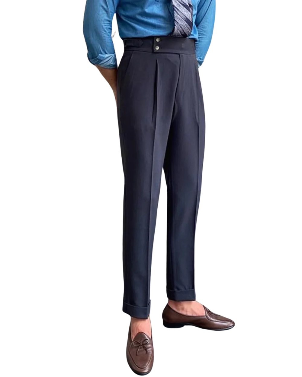 Pantalons vintage sartoriaux Moritz de Danoir Paris, en tissu à motif classique, coupe élégante et détails soignés.