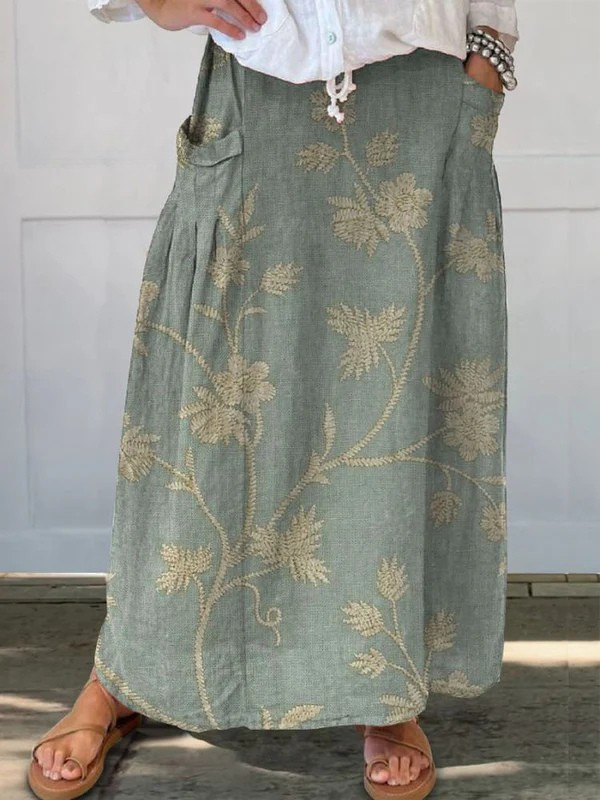 Jupe courte Danoir Paris Trexie™ à motifs floraux rétro, taille élastique, poche pratique, style vintage élégant.