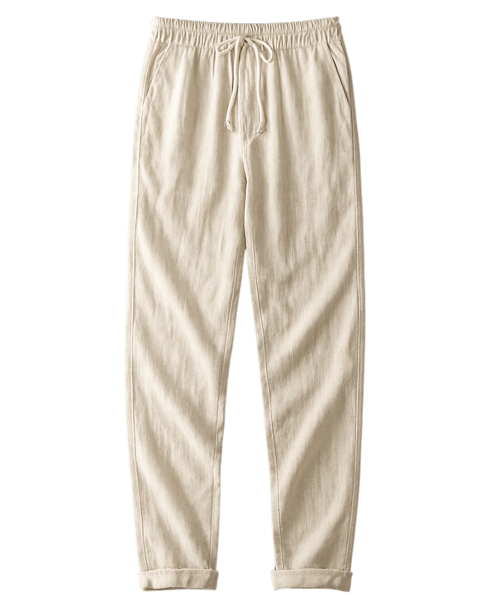 Pantalons élégants en lino Danoir Paris, coupe moderne, tissu léger et confortable, couleur beige clair, mode chic et décontractée.