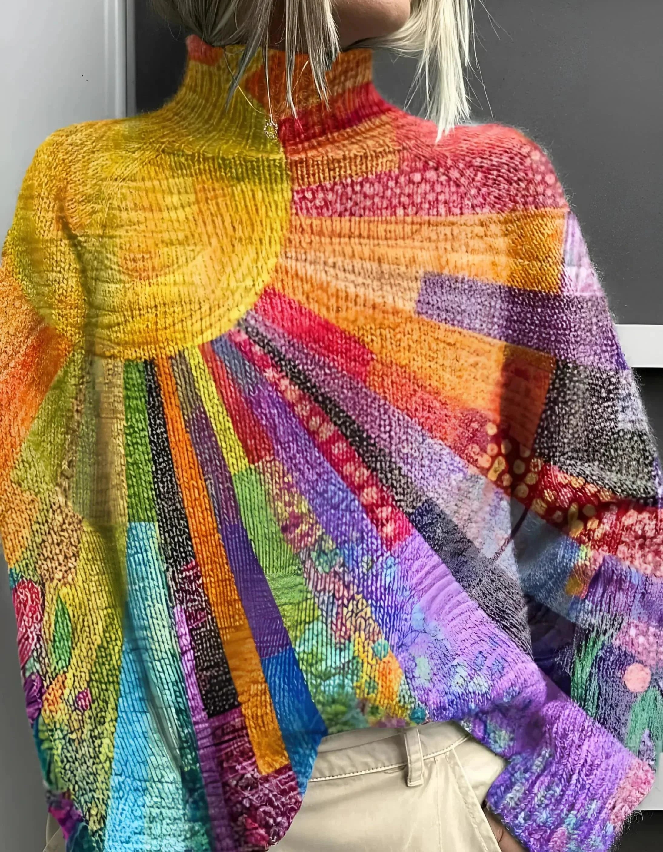 Pull coloré Danoir Paris Ada FR824, confortable, en coton doux, avec manches longues et design élégant.