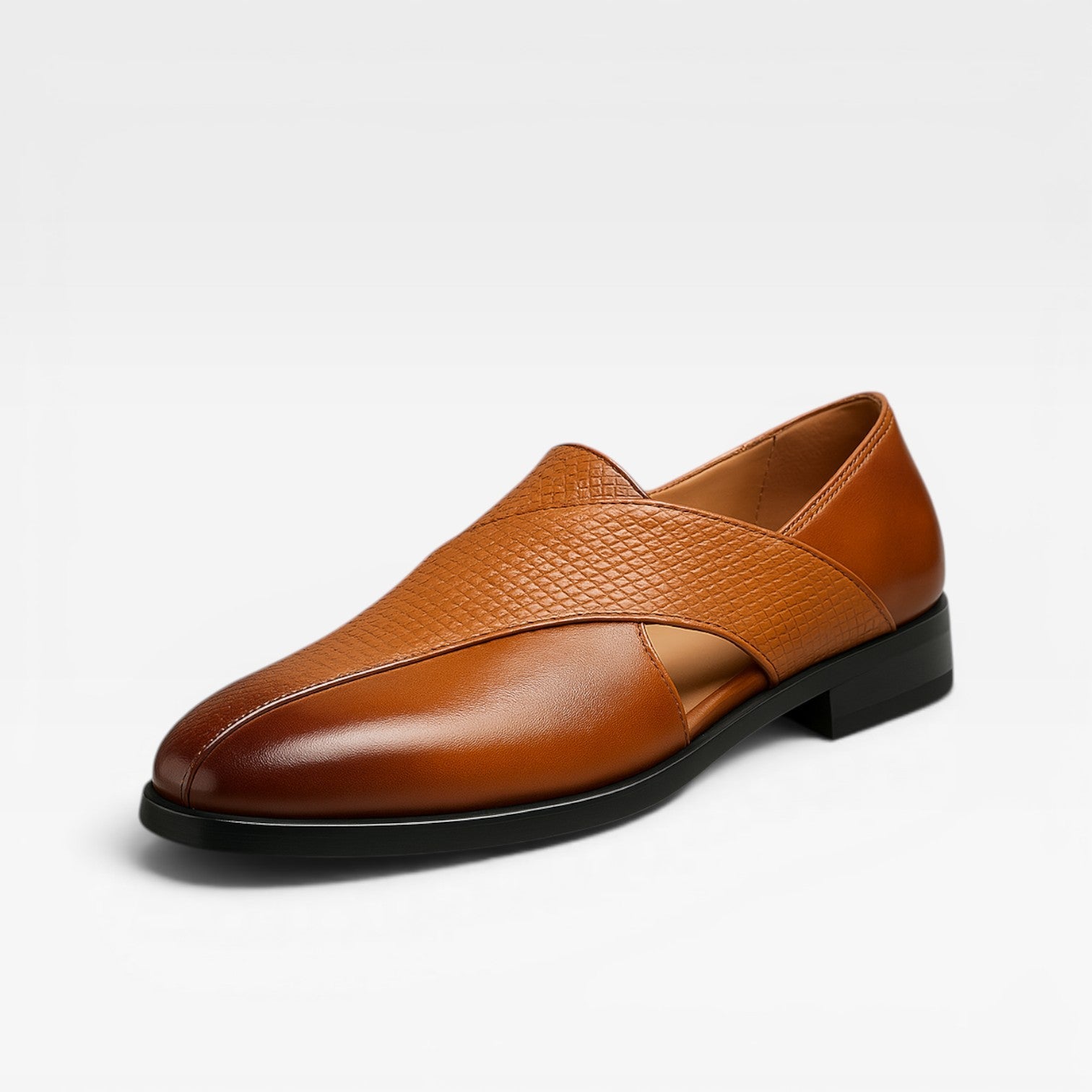Mocassins en cuir véritable pour hommes de Danoir Paris, chaussures habillées classiques à enfiler avec bride croisée, sandales élégantes