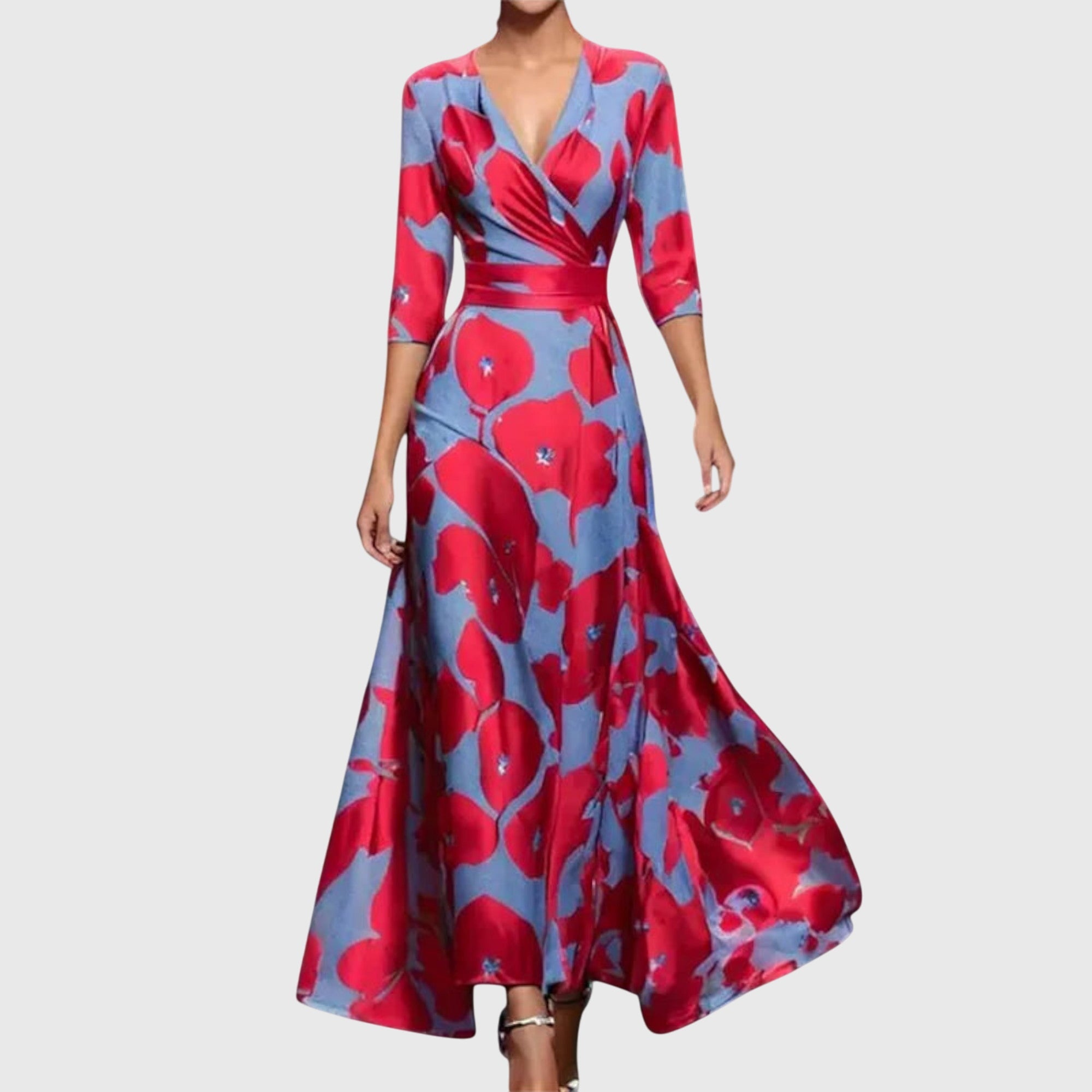 Robe élégante Leila de Danoir Paris, vue de face, en tissu fluide avec détails sophistiqués, idéale pour une tenue chic.