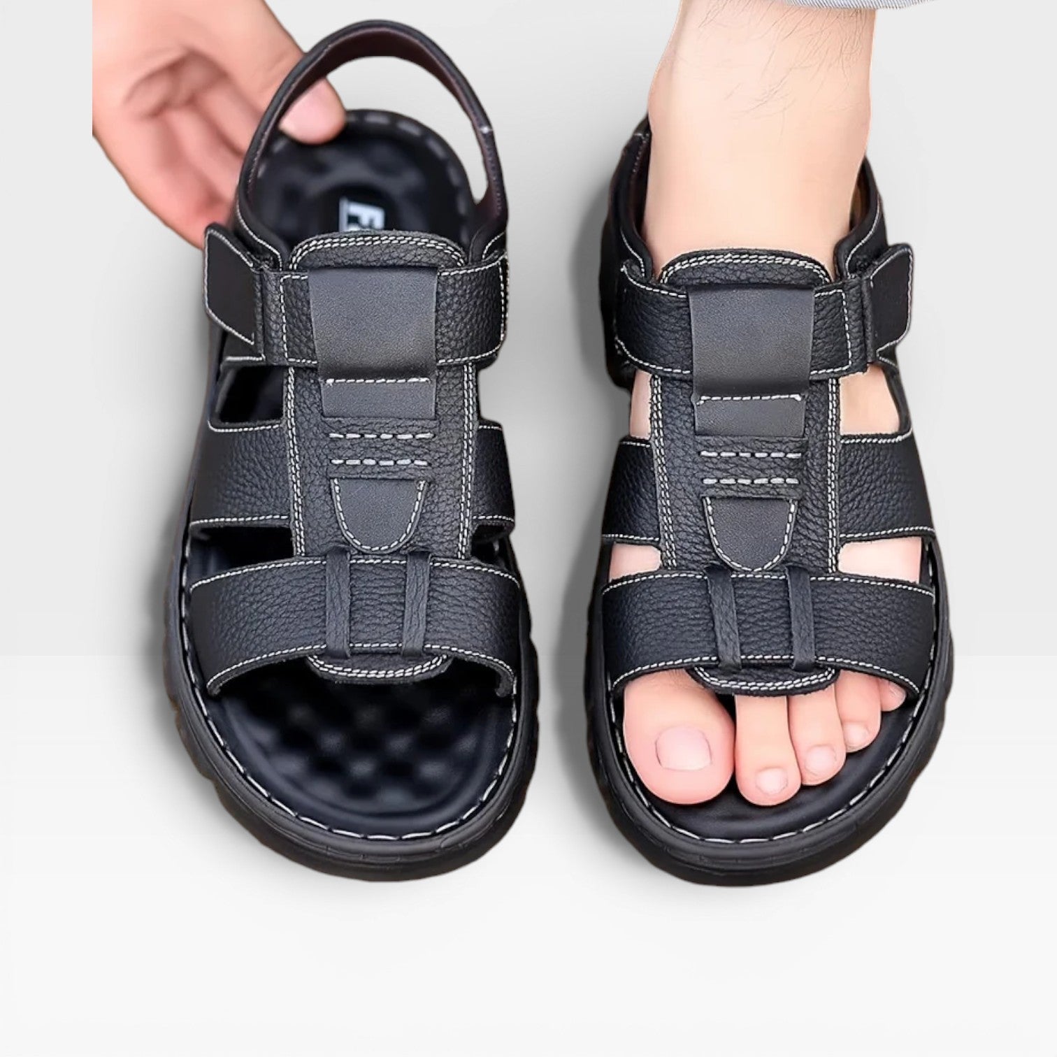 Sandales en cuir Danoir Paris pour hommes avec semelle souple, parfaites pour l'été, visibles avec bride en cuir et semelle confortable