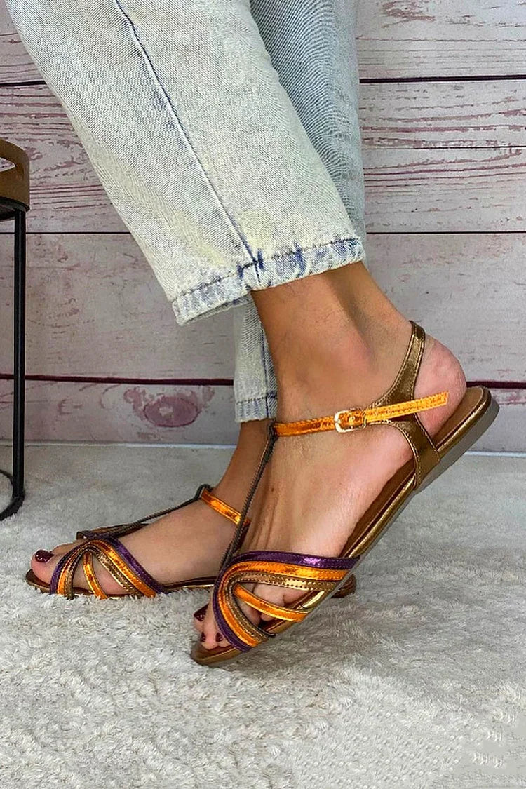 Sandales Viviana Danoir Paris aux couleurs méditerranéennes, avec brides élégantes et design estival.