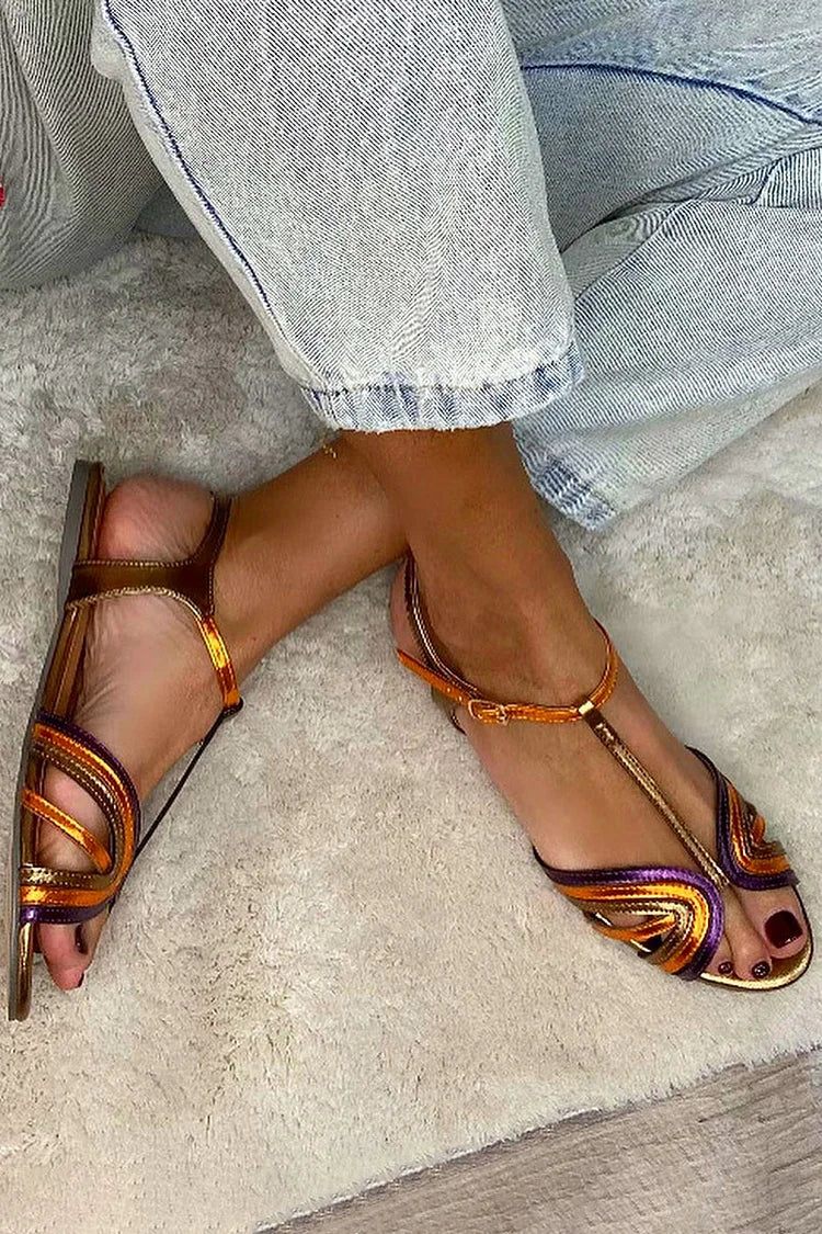 Sandales Viviana Danoir Paris aux couleurs méditerranéennes, en cuir avec semelle confortable, pour femmes.
