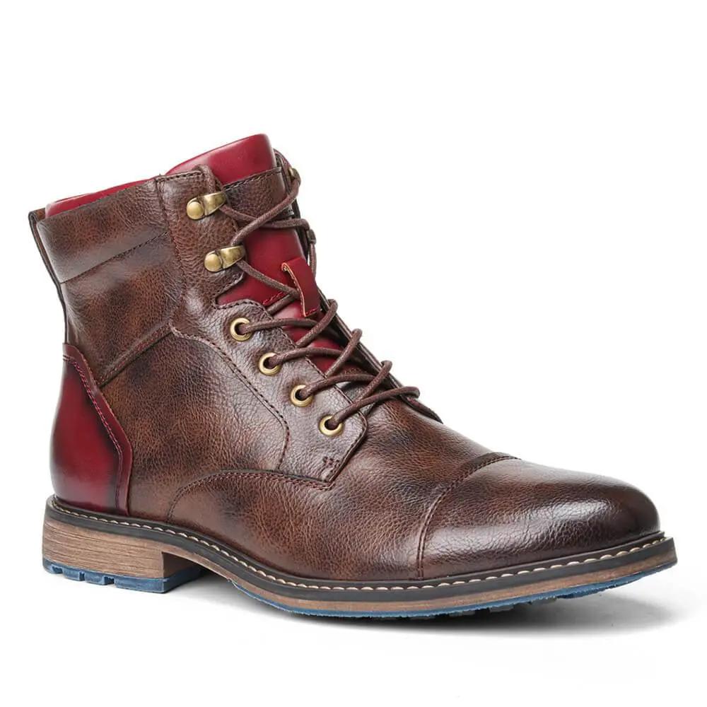 Bottes Oxford en cuir Dawson™ de Danoir Paris, élégantes, noires, avec lacets et semelle en caoutchouc, vue de côté.